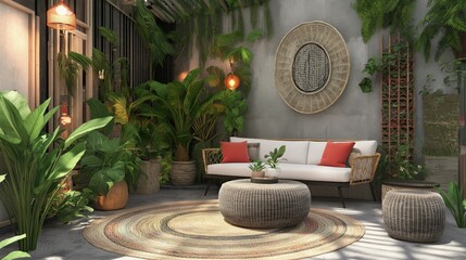 Transforming a small city backyard into a green oasis with lush plants and inviting seating