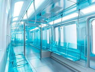 Obraz premium Subway visualization with augmented reality Transparent subway in studio drawing in blue colors