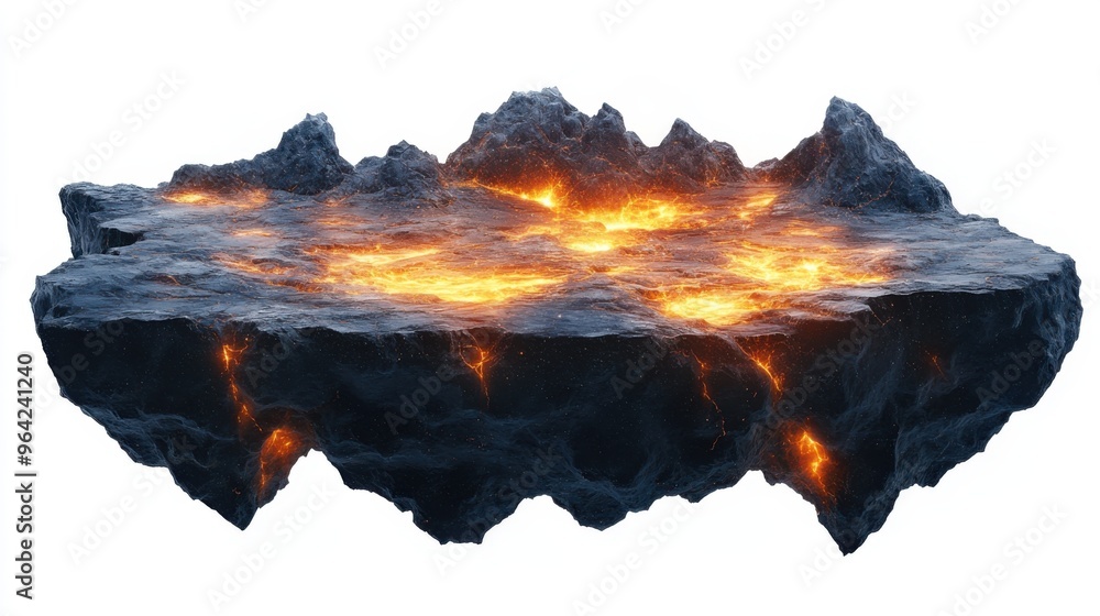 Poster a dense meteorite field with jagged edges and glowing cracks