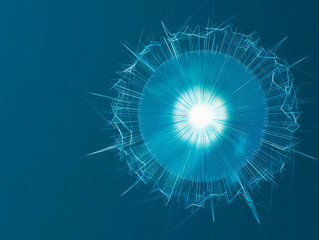 Sun visualization with augmented reality Transparent sun in studio drawing in blue colors