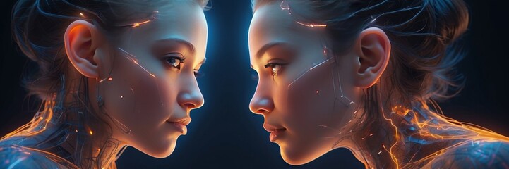 Artificial intelligence. Cyber robot, Ai technology, big data code, artificial mind, cyborg women, digital innovation, Artificial intelligence concept