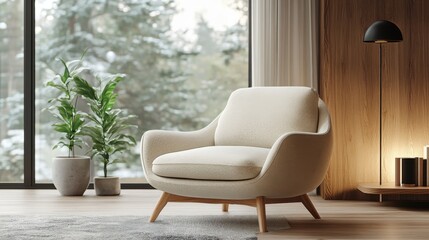 A beautifully designed Scandinavian armchair with genuine Ash wood legs