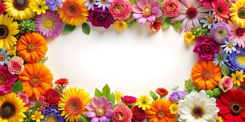 Vibrant flower border with space for creative designs