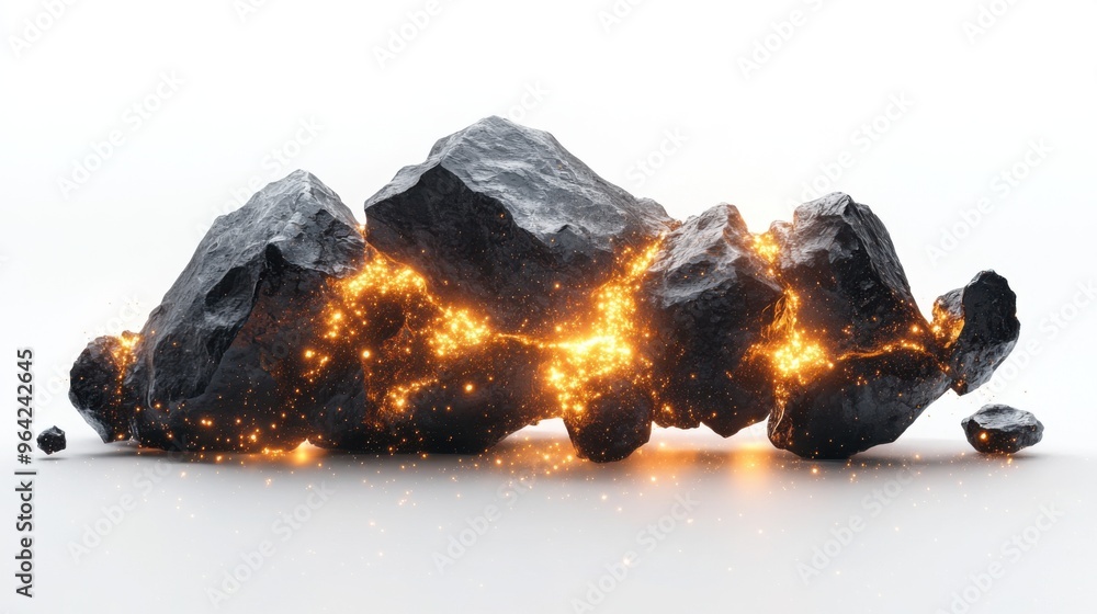 Poster a 3d mockup of a dense meteorite cluster floating in space