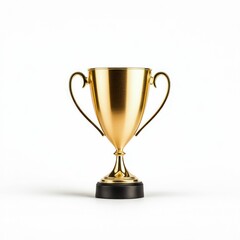 Gold Trophy Cup Isolated on White Background