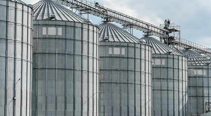 Elevator for wheat, corn, soy storage and grain. Grain storage. Agricultural warehouse. Agribusiness.