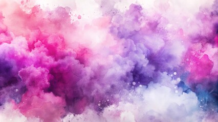Fototapeta premium Abstract watercolor clouds in vibrant pink and purple hues.