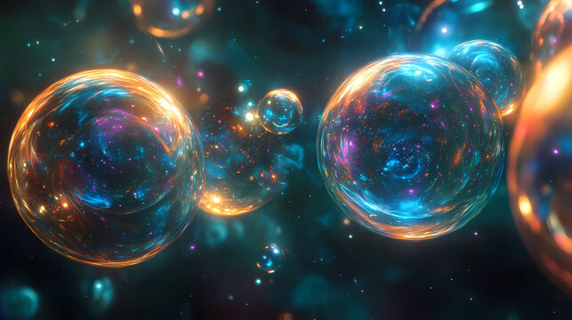 Beautiful wallpaper with parallel universes galaxy background. Parallel Universe. Illustration