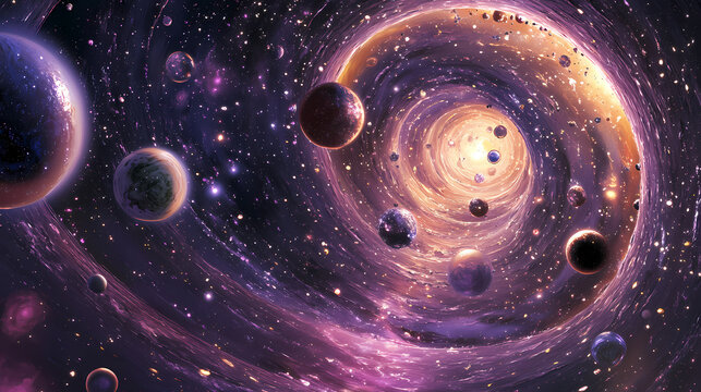 Beautiful wallpaper with parallel universes galaxy background. Parallel Universe. Illustration