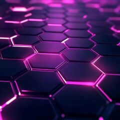 Neon Hexagon Gaming Interface: Abstract Pink & Violet Tech Background