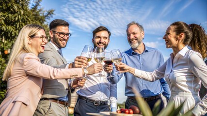 people drink wine enjoy to night business people