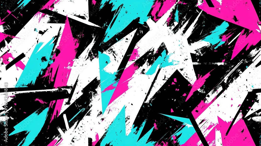 Aufkleber abstract design with bold pink, blue, and black shapes creating a dynamic pattern suitable for moder