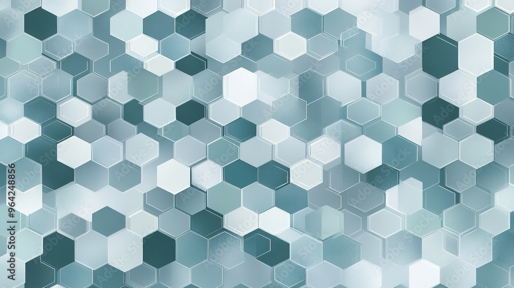 Poster colorful hexagonal pattern in shades of blue and white creating a modern abstract background design