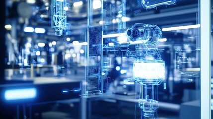 Advanced robotic technology displayed in a manufacturing facility during the day showcasing automated machinery and digital interfaces