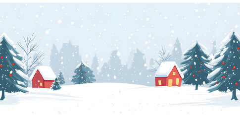 Flat 2D snowy winter background, Christmas white background	