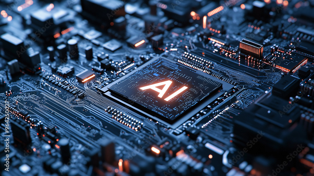Poster 3d ai technology computer chip conceptual design