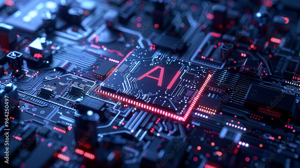 Poster 3d ai technology computer chip conceptual design
