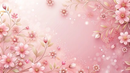 Soft pink romantic background with delicate floral accents, perfect for wedding or Valentine's Day designs