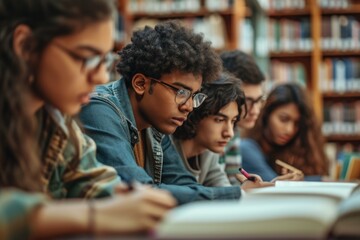 Multiracial students engaged in group study session