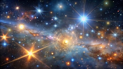 Realistic shining stars in the universe, high-res image. Perfect for: Astronomy exhibitions, Space documentaries, Science fiction events