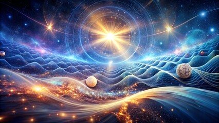 Obraz premium Energy ripples through the cosmos, Akashic Records concept. Perfect for: Cosmic events, Science fiction, Energy exploration
