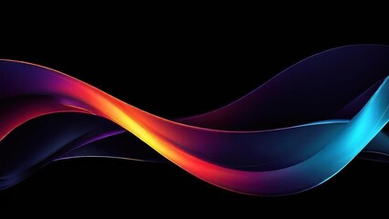 Naklejka premium Abstract waves in vibrant colors on a dark background, creating a dynamic visual effect.