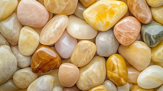 Abstract pattern yellow gravel stones smooth glossy texture marble polished