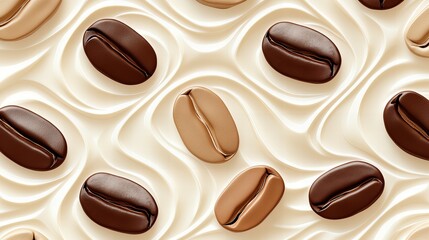 Obraz premium coffee beans Pattern background on a textured surface for creative design and branding concepts new beautiful stock image illustration AI