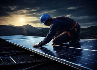Man Working on Solar Panel