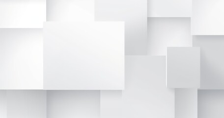 A modern abstract background featuring overlapping white squares and rectangles, creating a clean and minimalistic design.