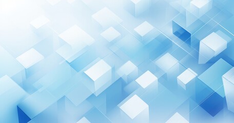 Fototapeta premium A modern abstract background featuring translucent blue cubes and geometric shapes, ideal for tech or design themes.