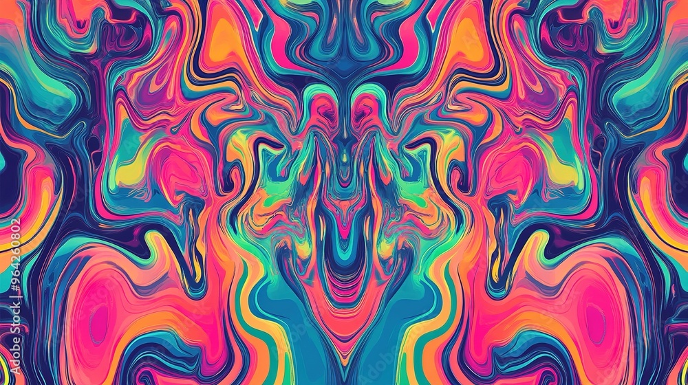 Poster colorful abstract design blending vibrant swirls and patterns, showcasing a dynamic display of hues 