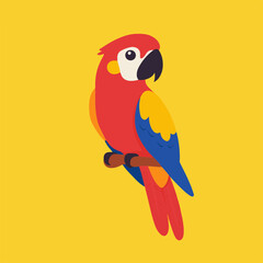 Colorful Parrot Illustration on Bright Yellow Background