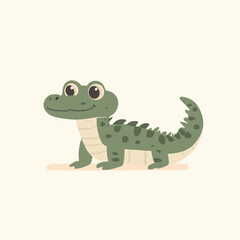 Cartoon Crocodile Character with Smiling Expression