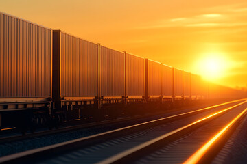 Obraz premium Cargo Train in Motion | Efficient Freight Transport Across Railways for Global Supply Chain