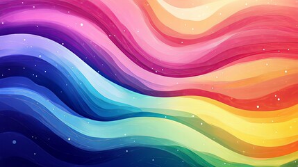 Fototapeta premium Abstract Rainbow Waves with Scattered White Dots