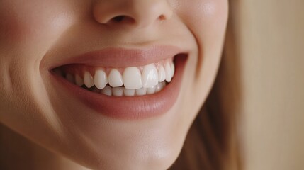 Fototapeta premium Close-Up of a Woman's Smiling Lips and Teeth