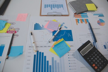 businessman working data document graph chart report marketing research development planning...