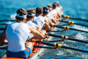 Men's Rowing Team in Synchronization | Power, Teamwork, and Athletic Performance on the Water