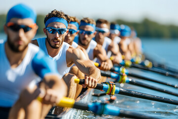 Men's Rowing Team in Synchronization | Power, Teamwork, and Athletic Performance on the Water