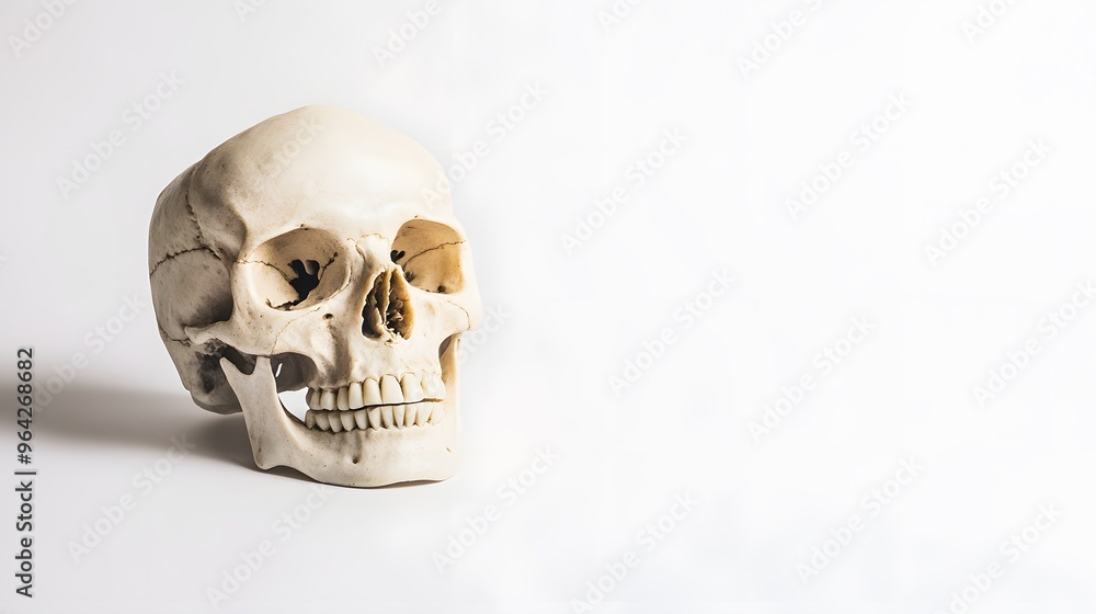 Poster A human skull on a white background.