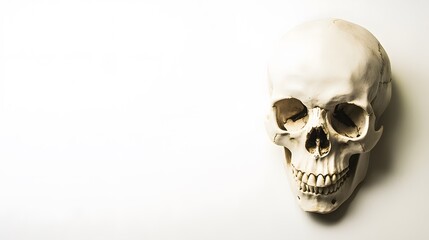 Fototapeta premium A human skull on a plain white background.