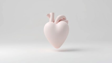 Pink Anatomical Heart 3D Model on White Background