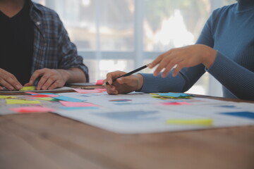 Team of business people working together in the meeting room office, teamwork background charts and graphs banner, double exposure successful teamwork,business planning concept.