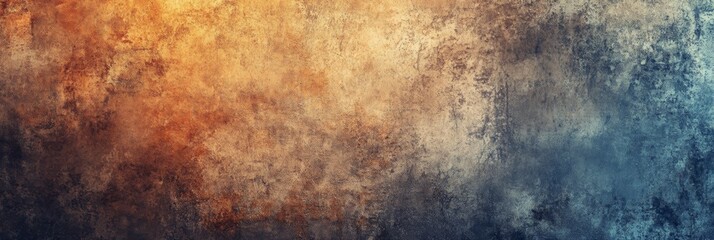 A vibrant blend of warm oranges and cool blues creates a dynamic textured backdrop that evokes a sense of depth and movement