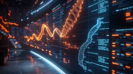 3D Visualization of DNA Structures on Digital Screens in Biotech Research Facility