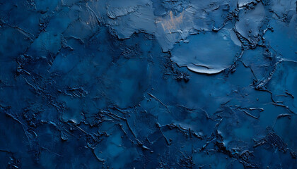 A blue wall with a textured and crumpled surface