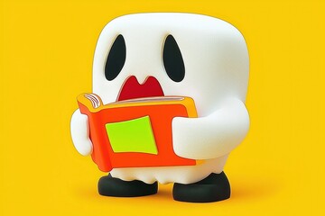 Cute Ghost Reading a Book