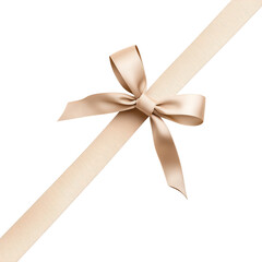 Elegant satin ribbon bow in soft beige