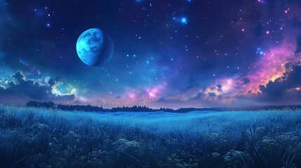 constellation of the night sky in a summer field